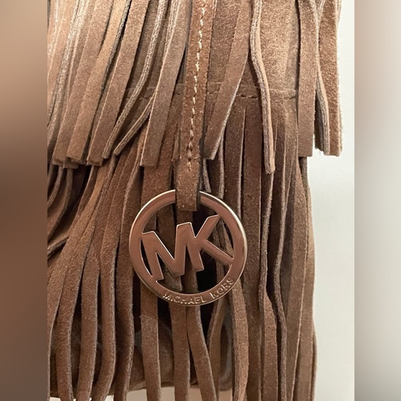 Michael Kors “Billy” Crossbody Brown Suede Leather Fringe and Studs Bag - Picture 1 of 9
